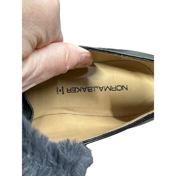 Women’s Norma J Baker Black & Gray Loafer Fur Italian Leather Shoes EU 39 US 8.5 - Picture 12 of 12